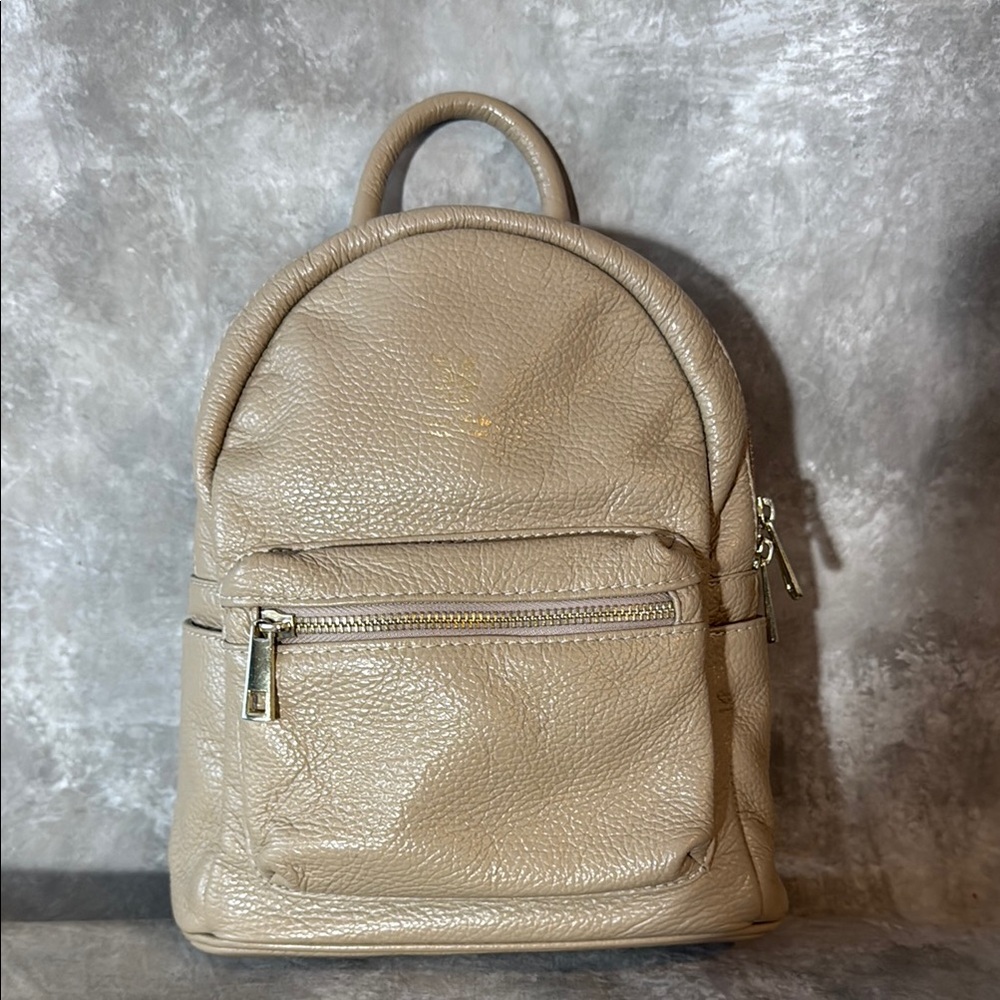 Taupe Leather Backpack